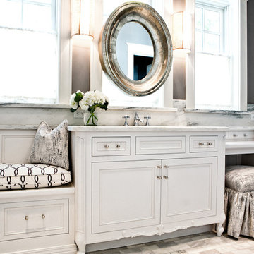 White, Gray, and Marble Bathroom Renovation St. Louis, MO