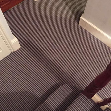 Striped Carpet to Stairs Installation