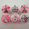 6 Piece Set Pink Paris Cabinet Knobs