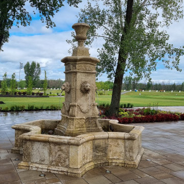 Limestone hand carved fountain