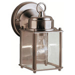 Kichler Lighting - Kichler Lighting New Street - One Light Outdoor Wall Bracket - Bulb Not Included  The one light New Street Wall Lantern features a classic profile with Sterling Silver finish and clear glass panels. It uses a 60-watt (max) bulb, measures 8" high, and is U. L. listed for wet location.New Street One Light Outdoor Wall Bracket Stainless Steel Clear Glass *UL: Suitable for wet locations*Energy Star Qualified: n/a  *ADA Certified: n/a  *Number of Lights: Lamp: 1-*Wattage:60w A19 Medium Base bulb(s) *Bulb Included:No *Bulb Type:A19 Medium Base *Finish Type:Stainless Steel