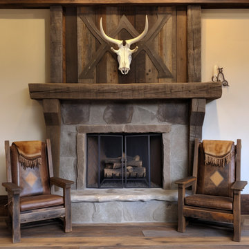 Wood Beam fireplace Mantels with Wooden Legs