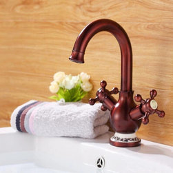 High-grade Brass Double Handles Gold-plated Classic Bathroom Mixer Sink Faucet T - Bathroom Sink Faucets