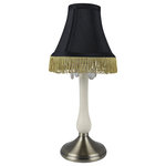 Urbanest - Perlina Accent Lamp, Antique Brass and Cream Base with Crystal Accent - Urbanest accent lamp with antique brass and cream metal base; includes shade in black faux silk with gold fringe.