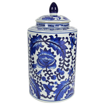 Blue and White Porcelain Jar With Lid
