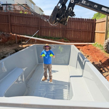 Complete Fiberglass Pool Installation in Backyard by Battlefield Services