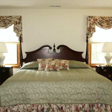Tailored Quilted Coverlet, Gathered Bedskirt, Throw Pillows, Traditional Swags w