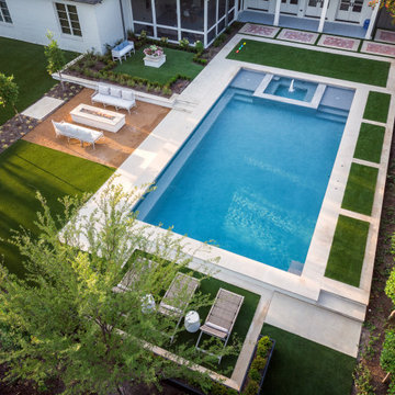 Dallas Inwood Estates Transitional Modern Swimming Pool + Courtyard