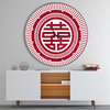 Asian Double Happiness Symbol Oversized Contemporary Clock, 36x36
