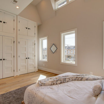 Basement remodeled with bedroom space and extra closet space in Maryland