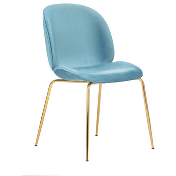 Pony Series Glamorous Fabric Upholstered Side/Dining Accent Chair, Turquoise Wit