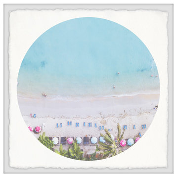"Circle Pink Beach" Framed Painting Print, 18x18