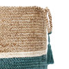 Teal and Natural Jute Color Block Storage Basket with Handles