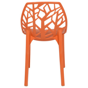 LeisureMod Modern Cornelia Dining Chair, Set of 2 Solid Orange