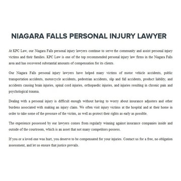 Niagara Falls Injury Lawyer - KPC Personal Injury Lawyer (800)-234-6145
