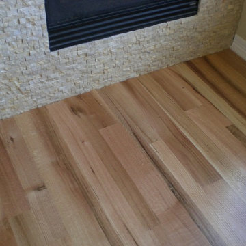 Stone fireplace in the family room
