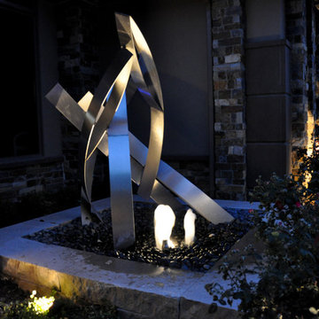 Modern Hillside Entry and Sculpture Garden