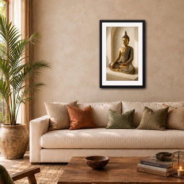 Sacred Silence II Framed Art in a Tropical Living Room