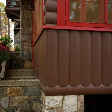 Rustic Storybook Style Quarter Log Siding Lodge