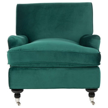 Chester Club Chair, Emerald/Espresso