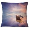 Lonely Boat in Colorful Sea Seascape Throw Pillow, 18"x18"