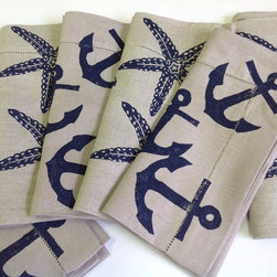 Coastal Hand Block Printed Linens - Napkins