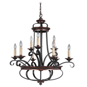 Craftmade 38729 Stafford 9 Light Candle Style Chandelier - 30.5 - Aged Bronze /