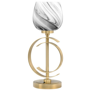 1-Light Table Lamp, New Age Brass Finish, 6" Onyx Swirl Glass
