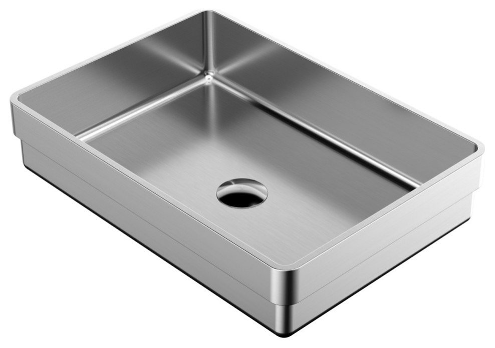 Karran Cinox Stainless Steel Rectangular Drop In Sink, Stainless Steel