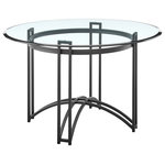 Armen Living - Tibet Contemporary Round Glass Dining Table With Matte Black Iron Base - Refine your dining experience with the sleek and sophisticated Tibet Contemporary Dining Table with a Glass top and Iron base by Armen Living. Featuring industrial design elements and an elegant mix of materials, our dining table is poised to make a bold statement. The round, clear glass tabletop is juxtaposed by the matte black, striking lines of the base. The 100-percent iron base mixes clean lines and curves to achieve an open and sophisticated presence. Serving as a stylish centerpiece, our modern dining table remains the perfect complement to an eat-in kitchen, dining room, or living space. The round shape encourages conversation and activities where everyone feels included. With a comfortable diameter of 48-inches, our round dining table can comfortably seat up to 4 people, making it the perfect setting for intimate dinners and family gatherings. Crafted with high-quality materials and meticulous craftsmanship, our table supports up to 200 pounds and will bring charm and elegance to your home for years to come. The solid base and tabletop ship separately and require minimal assembly, allowing you to enjoy your new favorite statement piece in just minutes. The Tibet Round Dining Table is primed to seamlessly integrate into your existing home decor or anchor the design of a new space, so get ready to start making memories at your new favorite statement piece.