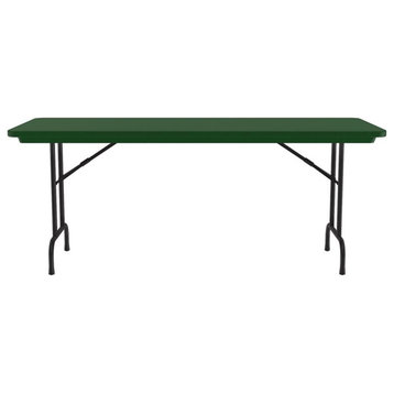 Pemberly Row 30"W x 72"D Plastic Resin & Steel Metal Folding Table in Green