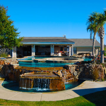 Front View of Pool, Back View of House