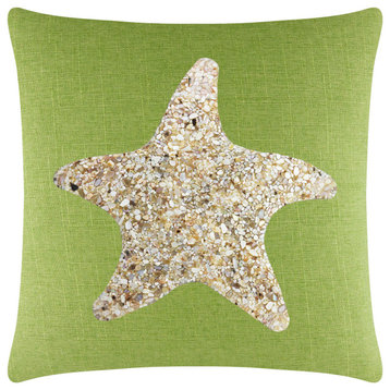 Sparkles Home Shell Starfish Pillow - 16x16" - Lime