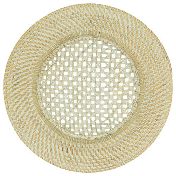Round Design Rattan Charger Plates, Set of 4 pcs, White