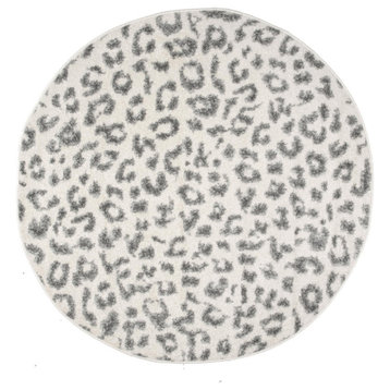 nuLOOM Leopard Print Animal Prints Contemporary Area Rug, Gray 6' Round