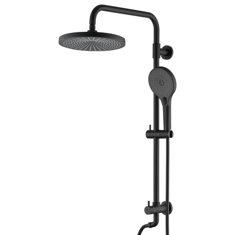 10" Rain Shower System with 3-Setting Handheld Sprayer and Slide Bar, Matte Black，
