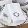 Table Napkins With Hemstitch Border And Lavender Embroidery, Set of 6