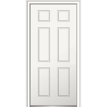 Severe Weather 6-Panel Fiberglass Smooth Entry Door, RH Outswing, 37.5"x81"