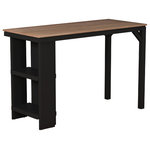 Hillsdale Furniture - Hillsdale Knolle Park Wood Counter Height Dining Table - This counter height dining table makes a welcoming eating area with extra storage space on the side.  An ideal choice for modern or farmhouse settings, the minimalist table doubles the charm with a black finished base, combined with a Wire Brush oak finished top making for a modern-day charm.  The wood constructed table has a pair of open shelves for storage or display space making the most of every inch of space.  This rectangular table set easily seats four making it the ideal sitting piece for making good family times.  Assembly required.
