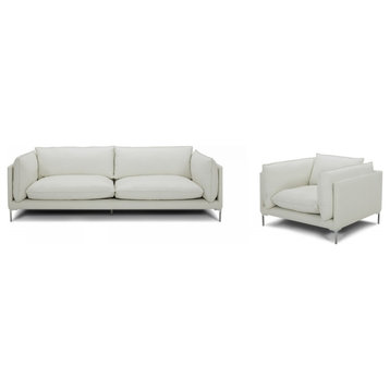 Divani Casa Harvest Modern White Full Leather Sofa Set