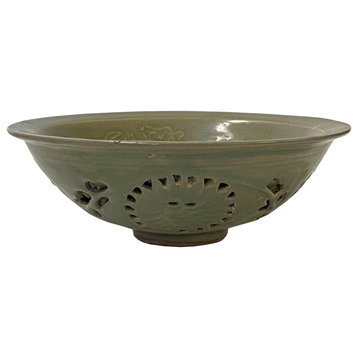 Chinese Ding Ware Celadon Glaze Pattern Ceramic Bowl Cup Display Hws3247