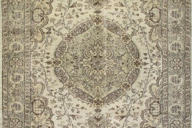 Decorative Vintage Handmade Sun Faded&Stone Washed Oushak Rugs with soft colors