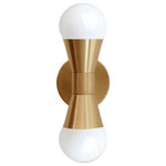 Dainolite - Fortuna Modern Contemporary Wall Sconce, Aged Brass - 3.5" Aged Brass Fortuna Wall Sconce. This 2 light LED compatible is recommended for the wall in a Foyer or Hall. It requires 2 incandescent G25 bulbs, is covered by a 1 Year Warranty and is suitable for either a residental or commercial space.
