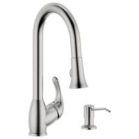 Single Handle Pull-Down Kitchen Faucet, With Soap Dispenser