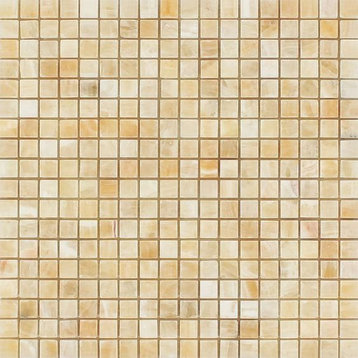 5/8 X 5/8 Honey Onyx Polished Brick Mosaic Tile