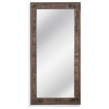 Rustic Weathered Gray Floor Mirror Stand Alone MDF Mirror