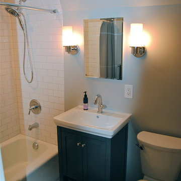 Gray and White Contemporary Bathroom