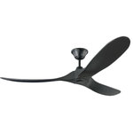 Monte Carlo Fans - Monte Carlo Fans 3MAVR60BKBK Maverick - 60" Ceiling Fan - With a sleek modern silhouette, a DC motor and super energy-efficiency, the 60" Maverick ceiling fan from Monte Carlo features softly rounded blades and elegantly simple housing. Maverick has a 60-inch blade sweep and a 3-blade design that delivers a distinct profile and incredible airflow for living rooms, great rooms or outdoor covered areas. It includes a hand-held remote with six speeds and reverse, and is available in five distinct finish options: Brushed Steel housing with Dark Walnut blades, Brushed Steel housing with Koa blades, Matte Black housing with Dark Walnut Blades, Aged Pewter housing with Light Gray Weathered Oak blades and Black housing with Black blades. All versions feature beautiful hand-carved, balsa wood blades. Energy Star qualified. Maverick fans are damp-rated, and may be used indoors and in covered outdoor spaces.