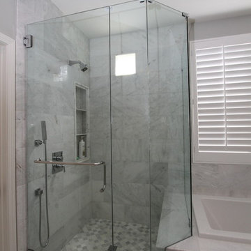 Huntington Beach Gray and White Marble Bathrooms
