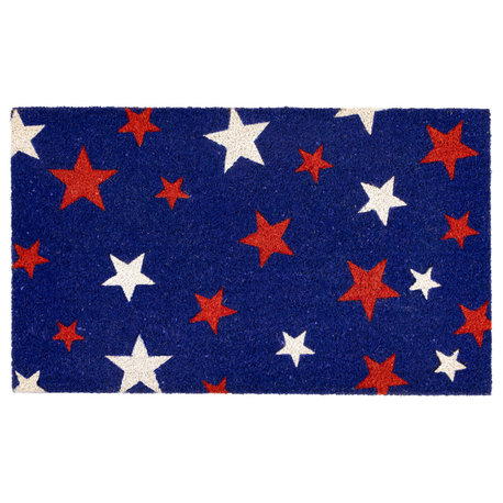 Blue Coir Red and White Stars Americana Outdoor Doormat 18" x 30"